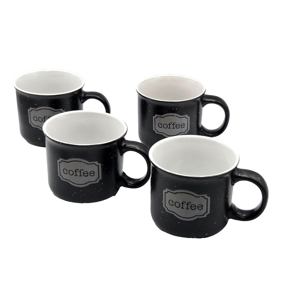 Sheffield Home Black Speckled Coffee‎ Mug  18 oz Set of 4